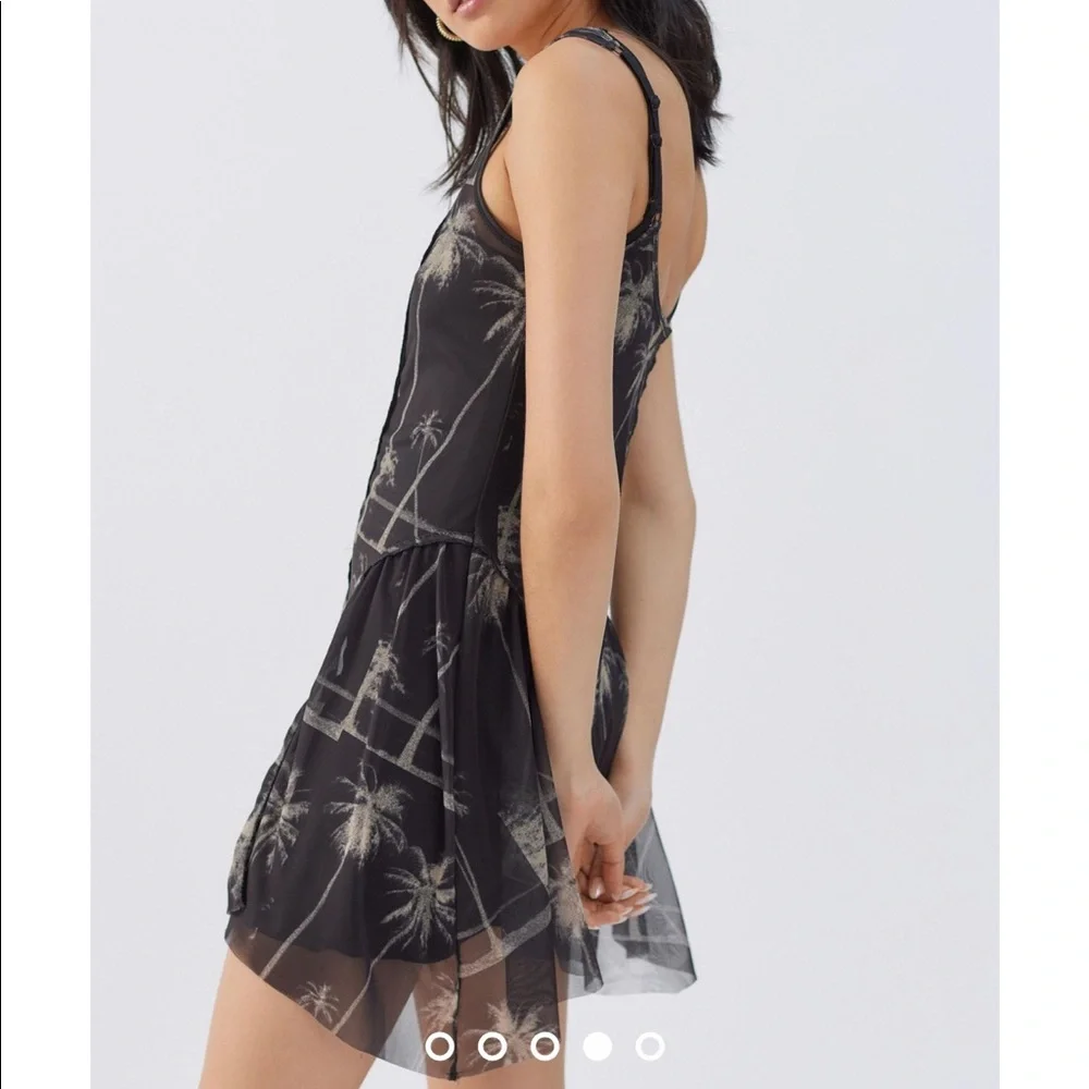 NWT Urban outfitters Sheer Mesh Mini Dress tropical summer dress_9
